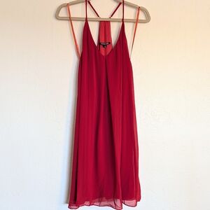 Gianni Bini Trapeze Mini Dress Adj Spaghetti Straps Tomato Girl Vamp Goth